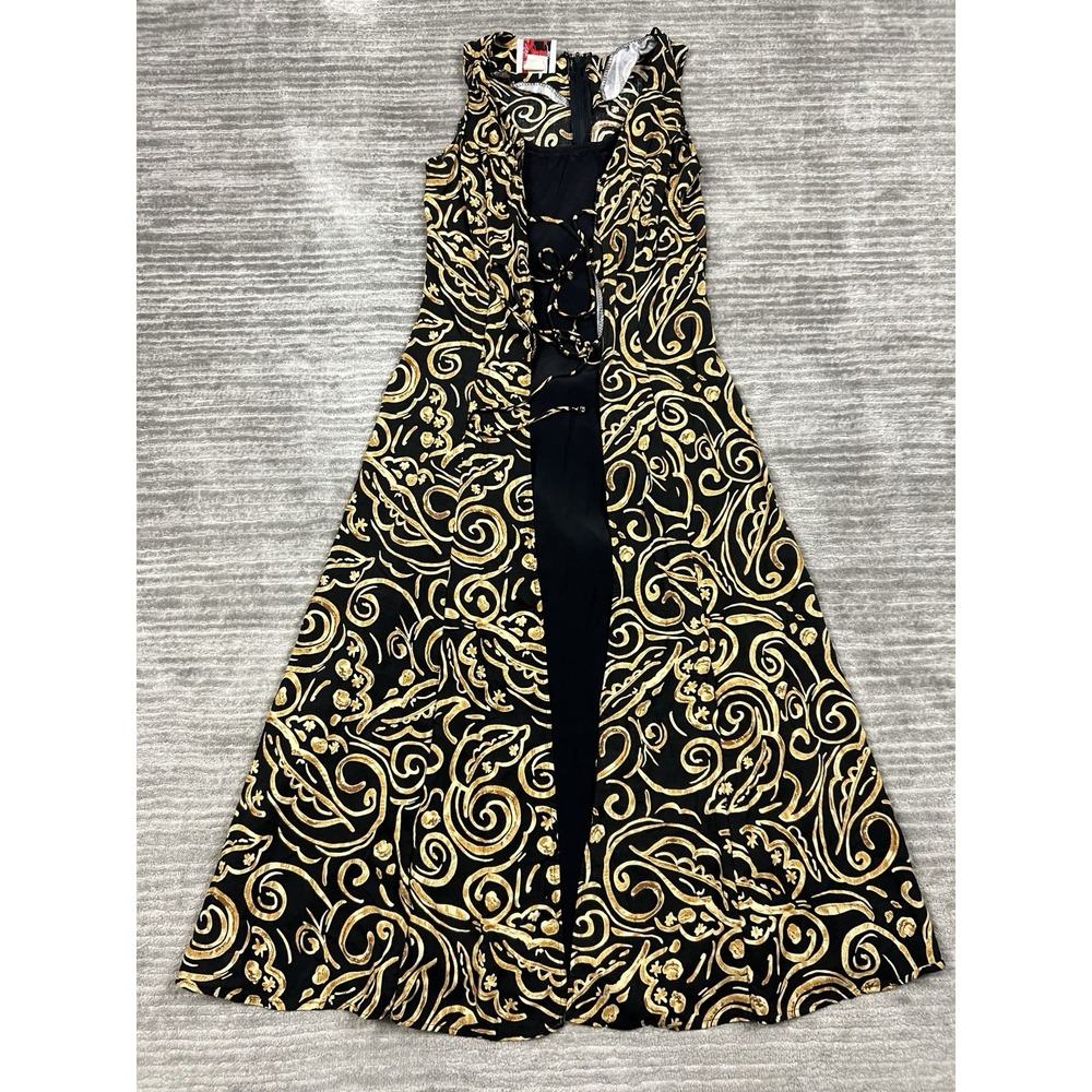 Jennifer Dress Womens Small Black Sleeveless Midi Rayon Lined 90s